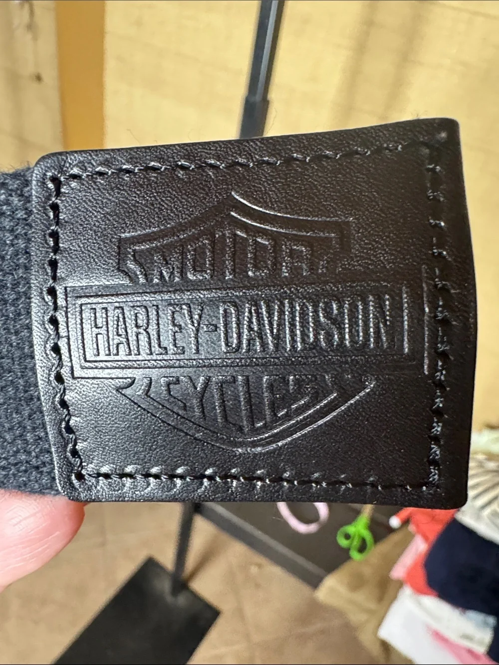 Harley-Davidson Bad Manners Black Canvas Leather Trim Belt Size 34